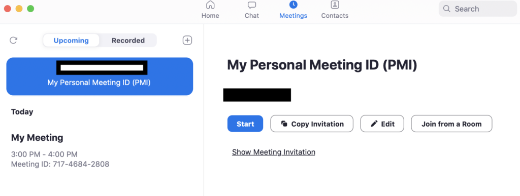 Zoom Personal Meeting ID